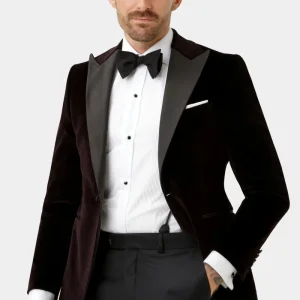 Plum velour smoking jakke